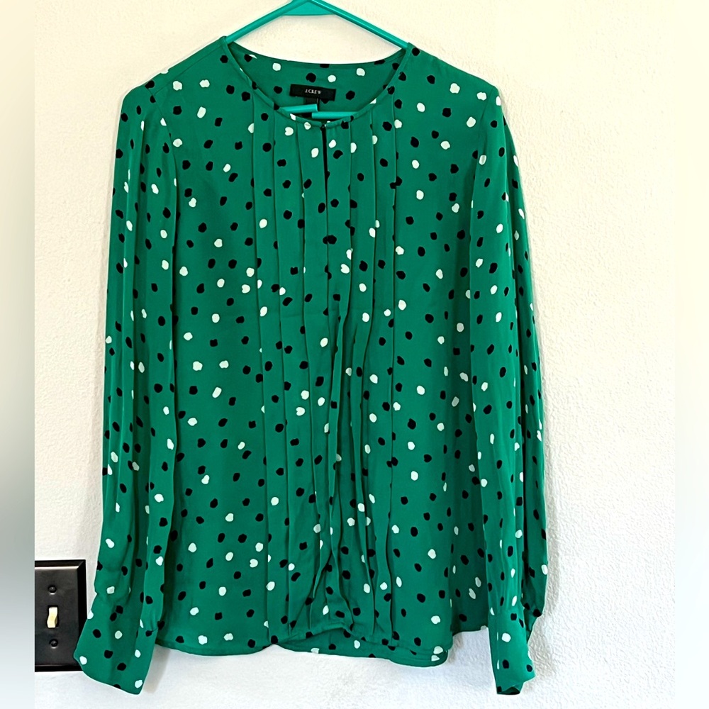 J. Crew green silk blouse